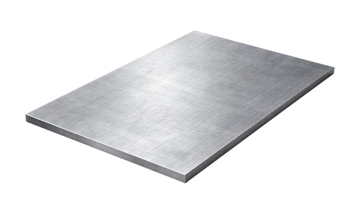 Серый прямоугольный горячекатаный лист металла на светлом фоне